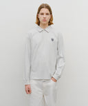 CREST LOGO JERSEY POLO LONG SLEEVE IN LIGHT HEATHER GREY image 1