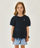KIDS W PEPLUM BLOUSE IN NAVY image 1