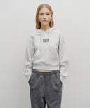 W SMALL CLASSIC LOGO CROP HOODIE IN LIGHT HEATHER GREY