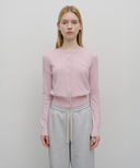 W HALF KNIT ROUND NECK CARDIGAN SET UP IN PINK image 1
