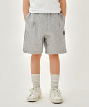 KIDS CLASSIC LOGO BERMUDA ONE TUCK SWEAT SHORTS IN HEATHER GREY image 1