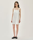 W DENIM SLEEVELESS DRESS IN OFF WHITE image 1