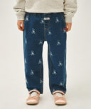 KIDS BEAR PRINTED DENIM PANTS IN DARK BLUE image 1