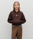 W SMALL CLASSIC LOGO CROP HOODIE IN BROWN