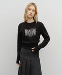 W CLASSIC LOGO CROP KNIT IN BLACK image 1