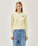 W SMALL CLASSIC LOGO CROP KNIT PULLOVER IN IVORY image 3