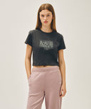 W CLASSIC LOGO CROP TEE IN CHARCOAL GREY image 1