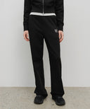 W EMBROIDERY CLASSIC LOGO SWEAT PANTS IN BLACK