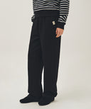 W BASIC FOLD-OVER SWEAT PANTS IN BLACK image 1