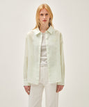 W PATTERN SHEER SHIRT IN IVORY image 11