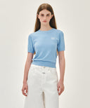 W SMALL CLASSIC LOGO HALF KNIT PULLOVER IN SKY BLUE image 1