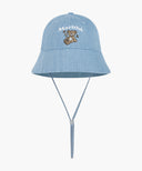 KIDS BEAR EMBROIDERY ROUND BUCKET HAT IN LIGHT BLUE image 1