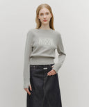 W CLASSIC LOGO CROP KNIT IN ASH BLUE image 11