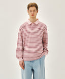 STRIPE PIQUE LONG SLEEVE TEE IN PINK image 1