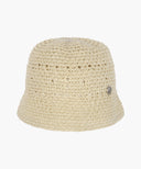 CIRCLE LOGO CROCHET BUCKET HAT IN LIGHT BEIGE image 1