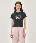 W LEMON GRAPHIC SLIM CROP TEE IN CHARCOAL GREY image 5