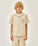 KIDS SEERSUCKER HALF SHIRT IN LIGHT BEIGE image 1