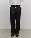 M WIDE RAW DENIM PANTS IN DARK BLUE image 1
