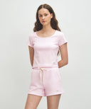 W BASIC CROP TEE IN LIGHT PINK image 1