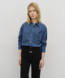 LOGO DENIM SHIRT IN BLUE image 1