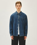 UNI BASIC DENIM SHIRT IN BLUE image 1
