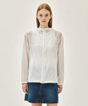 HOODED PACKABLE NYLON JACKET IN WHITE image 1