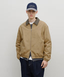 GRAPHIC EMBROIDERY COTTON BOMBER JACKET IN BEIGE image 1