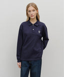 CREST LOGO JERSEY POLO LONG SLEEVE IN NAVY image 1