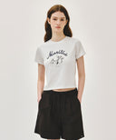 W LEMON GRAPHIC SLIM CROP TEE IN WHITE image 1