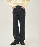W HIGH STRAIGHT STRIPE DENIM PANTS IN BLACK image 1