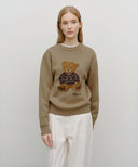DOODLE BEAR KNIT PULLOVER IN BEIGE image 1