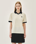 SMALL CLASSIC LOGO PK COLLAR POINT TEE IN IVORY image 4