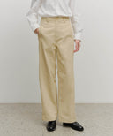 W COTTON CURVED LINE PANTS IN BEIGE image 1