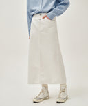 W DENIM MAXI SKIRT IN OFF WHITE image 4