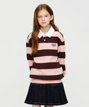 KIDS MICRO CLASSIC LOGO RUGBY STRIPE SWEATSHIRT IN BROWN