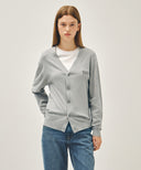 SMALL CLASSIC LOGO V-NECK KNIT CARDIGAN IN GRAY image 1