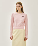 W SMALL CLASSIC LOGO CROP KNIT PULLOVER IN PINK image 1