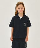 KIDS SEERSUCKER HALF SHIRT IN NAVY image 1