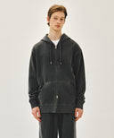 CLASSIC LOGO DYEING HOODIE ZIPUP IN CHARCOAL GREY image 1