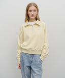 W CLASSIC LOGO HALF-ZIP UP CROP SWEATSHIRT IN BROWN image 12