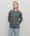 MULTI COLOR STRIPE LONG SLEEVE IN CHARCOAL GREY image 1