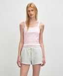 W BASIC STRING CROP SLEEVELESS IN LIGHT PINK image 1