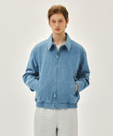 DENIM HARRINGTON JACKET IN BLUE image 7