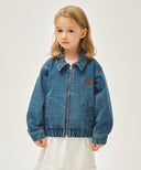 KIDS CLASSIC LOGO DENIM ZIPUP JACKET IN BLUE image 1
