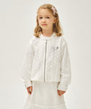 KIDS W EYELET LACE ZIP-UP JACKET IN WHITE image 1