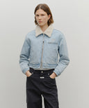 W CROP SHEARLING DENIM JACKET IN LIGHT BLUE image 1