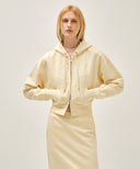 W CLASSIC LOGO CROP HOODIE ZIPUP IN BUTTER image 1