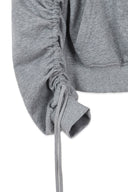 SLEEVE STRING DETAIL HOODY ZIP UP IN GRAY image 19
