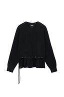 DETACHABLE SKIRT KNIT PULLOVER IN BLACK image 3