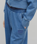 W EMBROIDERY CLASSIC LOGO SWEAT PANTS IN BLUE